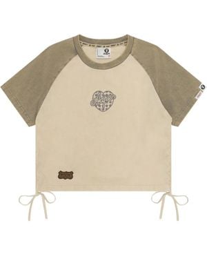 A Bathing Ape Logo-Embroidered T-Shirt - Natural