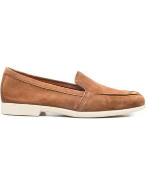 Santoni Malibu Contrasting-Sole Loafers - Brown