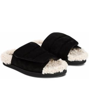 Gia Borghini Gia 3 Quilted Suede Slippers - Black