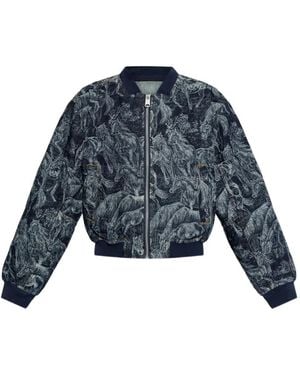 AllSaints Kaytra Horse-Print Bomber Jacket - Blue