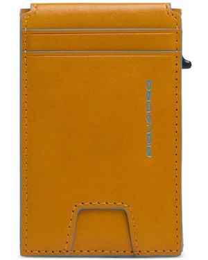 Piquadro Pop-Up Leather Card Holder - Yellow