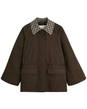 Skall Studio Drawstring-Waist Checked-Collar Jacket - Brown
