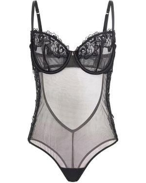 Guess Body Lea À Fleurs En Dentelle - Noir
