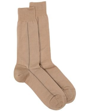 ZEGNA Tonal-Stitching Socks - White