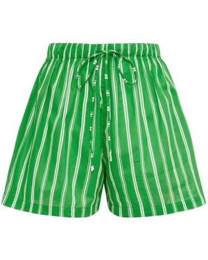Faithfull the Brand Sereno Striped Drawstring Shorts - Green