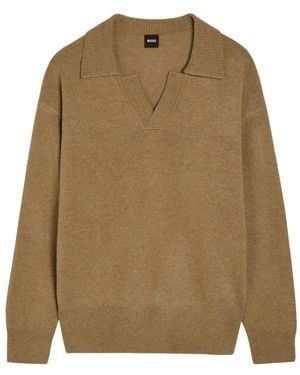 BOSS V-Neck Sweater - Natural