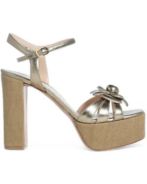 Roberto Festa Abeba Floral-Appliqué Platform Sandals - Metallic