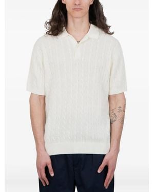 Beams Plus ケーブルニット ポロシャツ - ホワイト