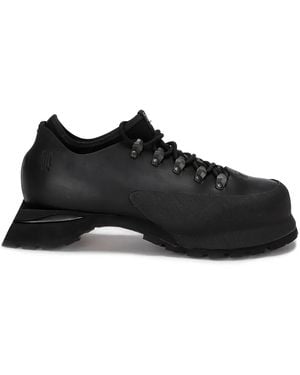 Demon Faux Leather Lace-Up Boots - Black