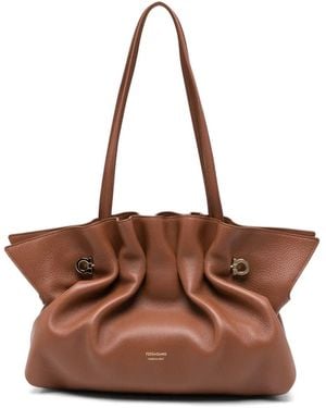 Ferragamo Gancini Leather Shoulder Bag - Brown