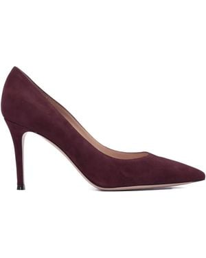 Gianvito Rossi 85Mm Suede Heeled Court Shoes - Brown