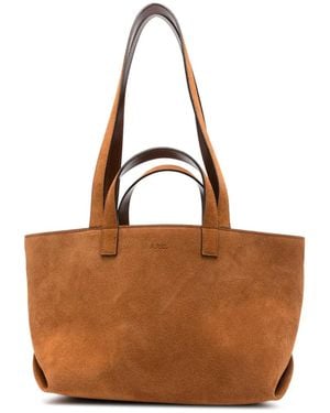 A.P.C. Logo-Embossed Suede Tote Bag - Brown