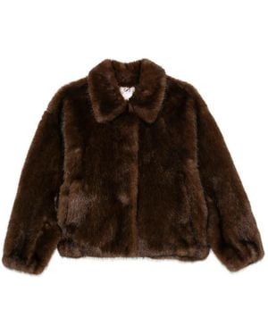 VALENTINI 1972 Faux-Fur Wide Collar Jacket - Brown