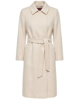Max Mara Bcollag Belted Virgin Wool Coat - White