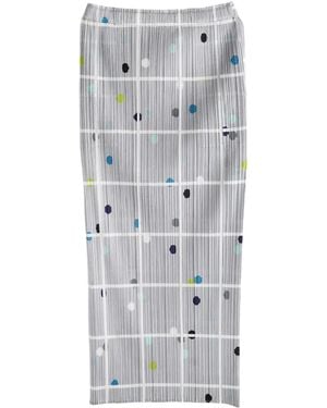 Pleats Please Issey Miyake Crossing Dots Print Pleated Midi Skirt