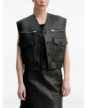 Bally Pocket Zip-Detail Leather Vest - Black