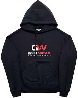 Balenciaga Gym Wear Logo-Print Hoodie - Blue