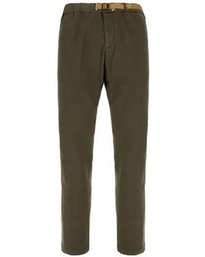 White Sand Belted Elasticated-Waist Chinos - Green