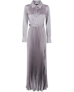 Self-Portrait Pleated Shirt Dress - Grey