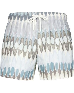 Commas Abstract-Print Swim Shorts - Blue