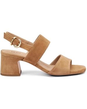 Frau Block-Heel Suede Sandals - Natural