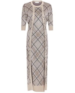 Rabanne Checked Cardigan Dress - White