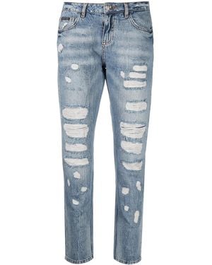 Philipp Plein Distressed Boyfriend Jeans - Blue