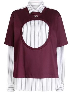 Off-White c/o Virgil Abloh Panelled Striped Shirt - Purple