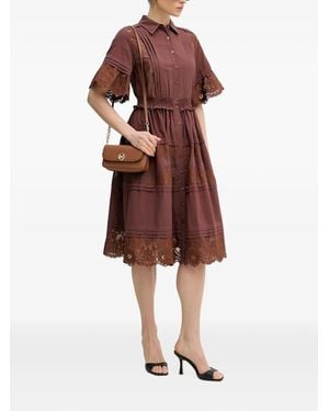 Silvian Heach Fisia Lace-Panelled Pleated Midi Dress - Red