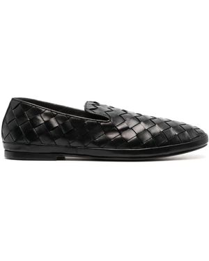 Henderson Guinea Square-Toe Leather Loafers - Black