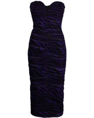 Nissa Zebra-Print Ruched Midi Dress - Blue