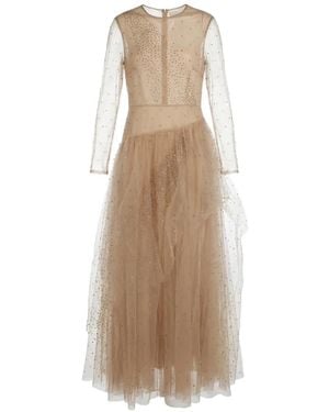 Valentino Garavani Ruffled Long-Sleeve Maxi Dress - Natural