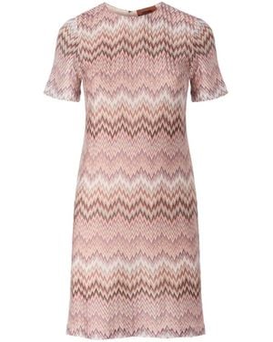 Missoni Short-Sleeve Viscose Mini Dress - Pink