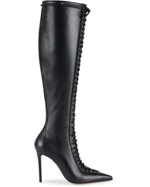Elisabetta Franchi Nappa-Leather Boots With Criss-Cross Laces - Black