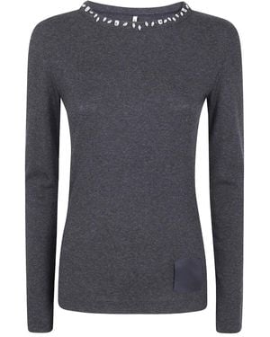 Liviana Conti Embellished-Neckline Sweater - Blue