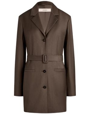 12 STOREEZ Belted Wool Blazer - Brown