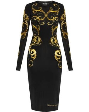 Versace Jeans Couture Midikleid Mit Watercolour Couture-Print - Schwarz