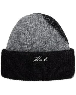 KARL LAGERFELD Berretto Con Design Color-Block - Grigio