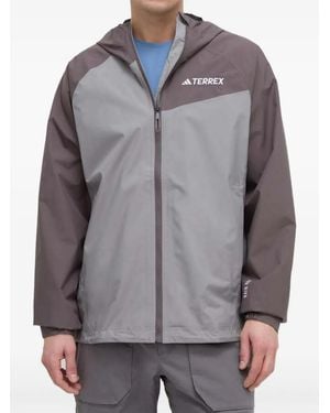 adidas Hooded colour-blocked jacket - Gris