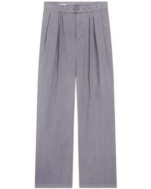 Dries Van Noten Pantalones Teñidos Con Cinturón - Gris