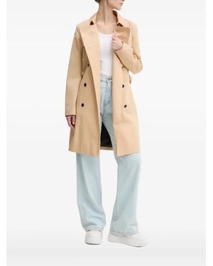 HUGO Belted Double-Breasted Trench Coat - White