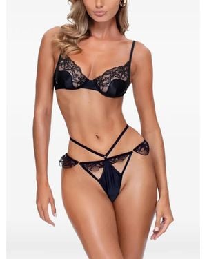 GOD SAVES QUEENS Lace-Panelled Underwired Bras - Black