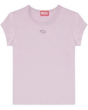 DIESEL T-Shirt With Cut-Out Embroidered Logo - Pink