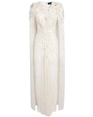 Jenny Packham Goldfinger V-Neck Dress - White