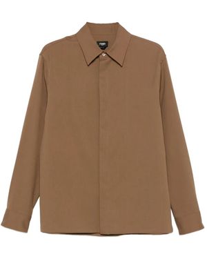 Fendi Wool Gabardine Shirt - Brown