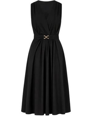 Twinset Midi V-Neck Belted Dress - Black