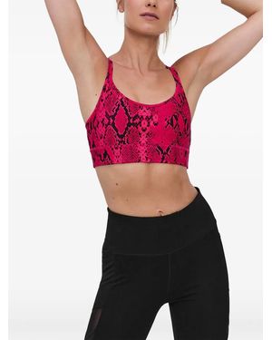 DKNY Brassière De Sport À Imprimé Peau De Serpent Et Bretelles Croisées - Red