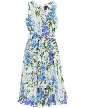 Samantha Sung Robe Ceinturée Aster À Fleurs - Bleu