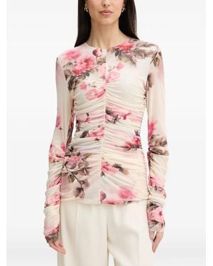 Silvian Heach Vanas Floral-Print Ruched Top - Pink