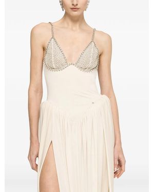 Nissa Crystal-Embellished Draped Maxi Dress - Natural